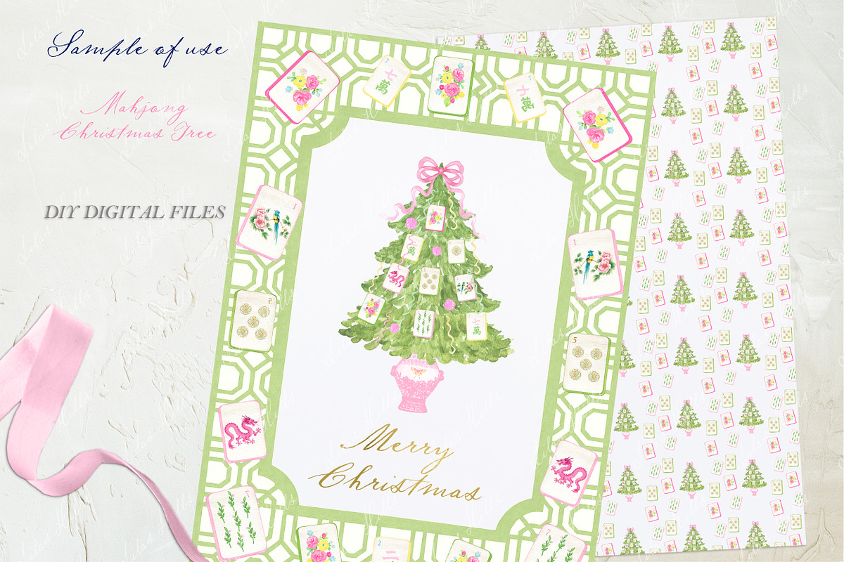 Mahjong Christmas Tree Pink, a Graphic by LABFcreations (Photo 2 of 4)