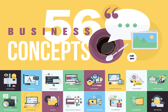 Flat Design Style Concept Icons