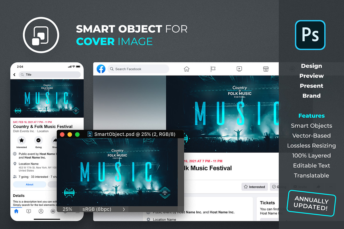 New Facebook Event Profile Mockup, a Social Media Template by FEINGOLD (Photo 2 of 8)