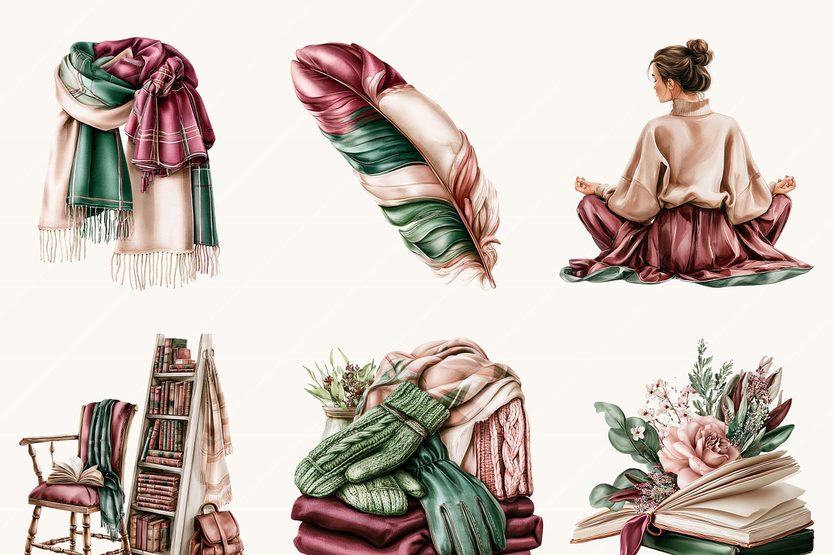 Dark Academia Watercolor Clipart, a Person Illustration by BusyDaydesign (Photo 4 of 9)