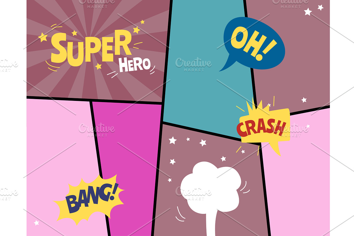 Comic page template with empty, an Illustration by LadadikArt