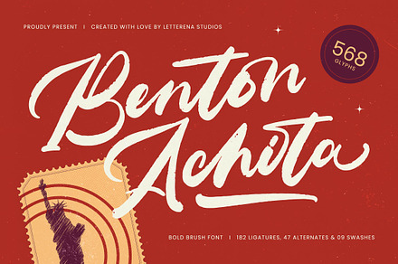 Benton Achita Bold Brush Font, a Script Font by Letterena Studios Script