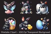 Cute Black Easter Bunny Clipart, a Seasonal Illustration by RobertsArt (Thumbnail 2 of 7)