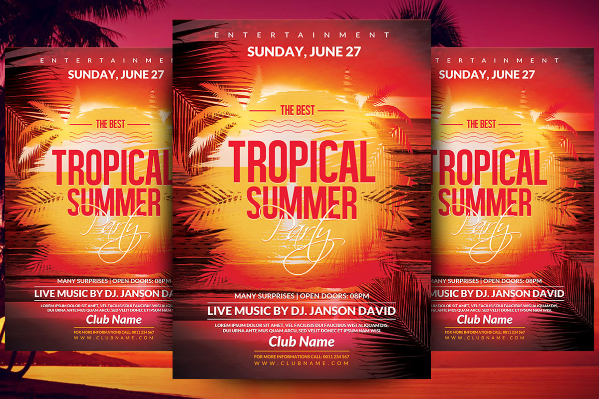 Tropical Summer Flyer Template, a Flyer Template by Briell Design (Photo 1 of 3)
