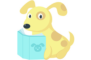Cute little dog reading storybook, an Animal Illustration by SiberianArt