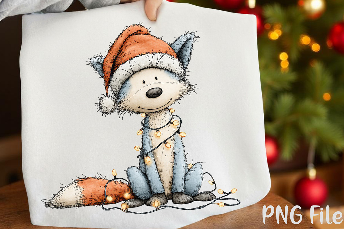 Quirky Christmas Fox Watercolor Clip, a Seasonal Illustration by YA Design (Photo 5 of 7)