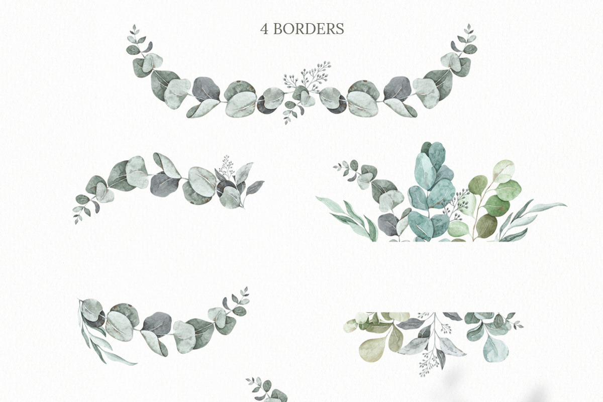 Watercolor eucalyptus clipart, an Illustration by OrangePeafowlArt (Photo 3 of 10)