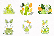 Spring Baby Bunny Clipart, an Illustration by DreamArtGraphic (Thumbnail 8 of 8)
