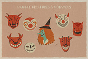 Retro Halloween clipart set, a Seasonal Illustration by Paper Cherry (Thumbnail 3 of 27)
