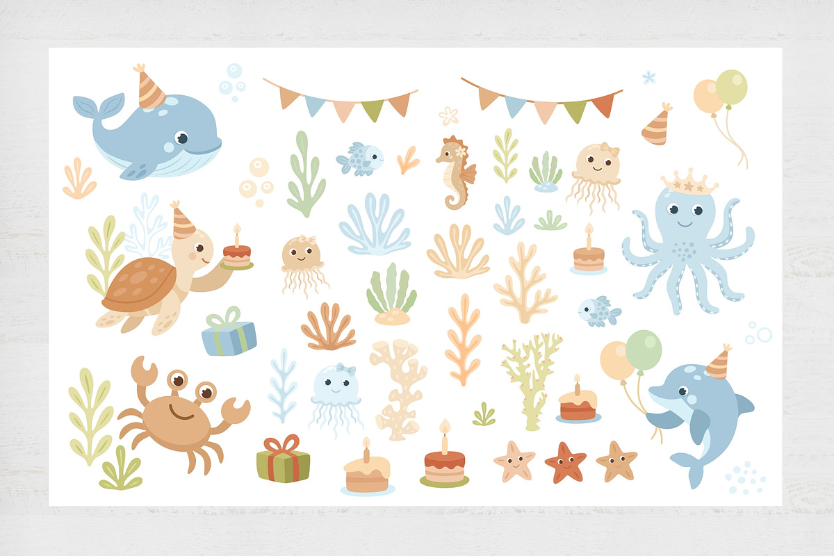 Under the sea. Marine animals., an Animal Illustration by LartGraphics (Photo 10 of 10)