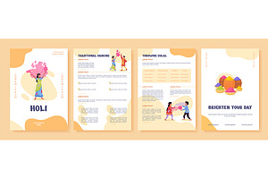 Holi Flat Vector Brochure Template