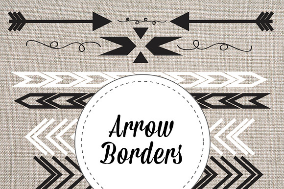 Arrow Borders Black & White Vector preview 2