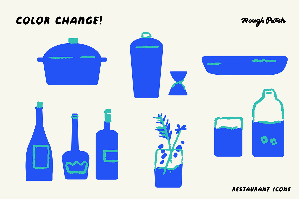 Playful Restaurant Icons | 2-color, a Duotone Icon by Rough Patch Studio (Photo 3 of 7)