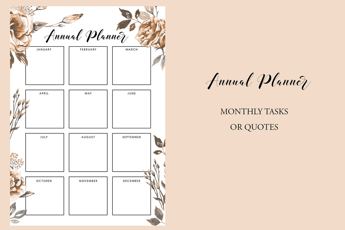 Floral Daily & Weekly Planner, a Templates & Theme by Anis Illustration (Photo 3 of 4)