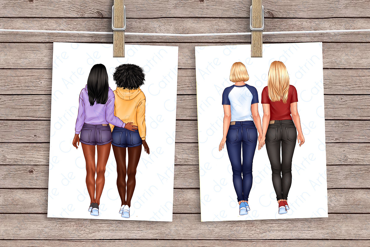 Best Friends Clipart, Soul Sisters, a Person Illustration by ArtedeCatrin (Photo 7 of 10)