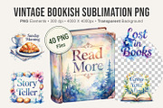 Vintage Bookish Sublimation PNG, an Illustration by Artnoy (Thumbnail 1 of 8)