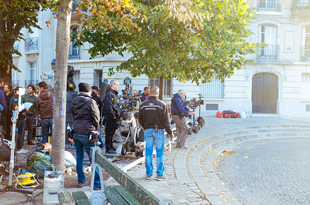 Making a film on Paris street