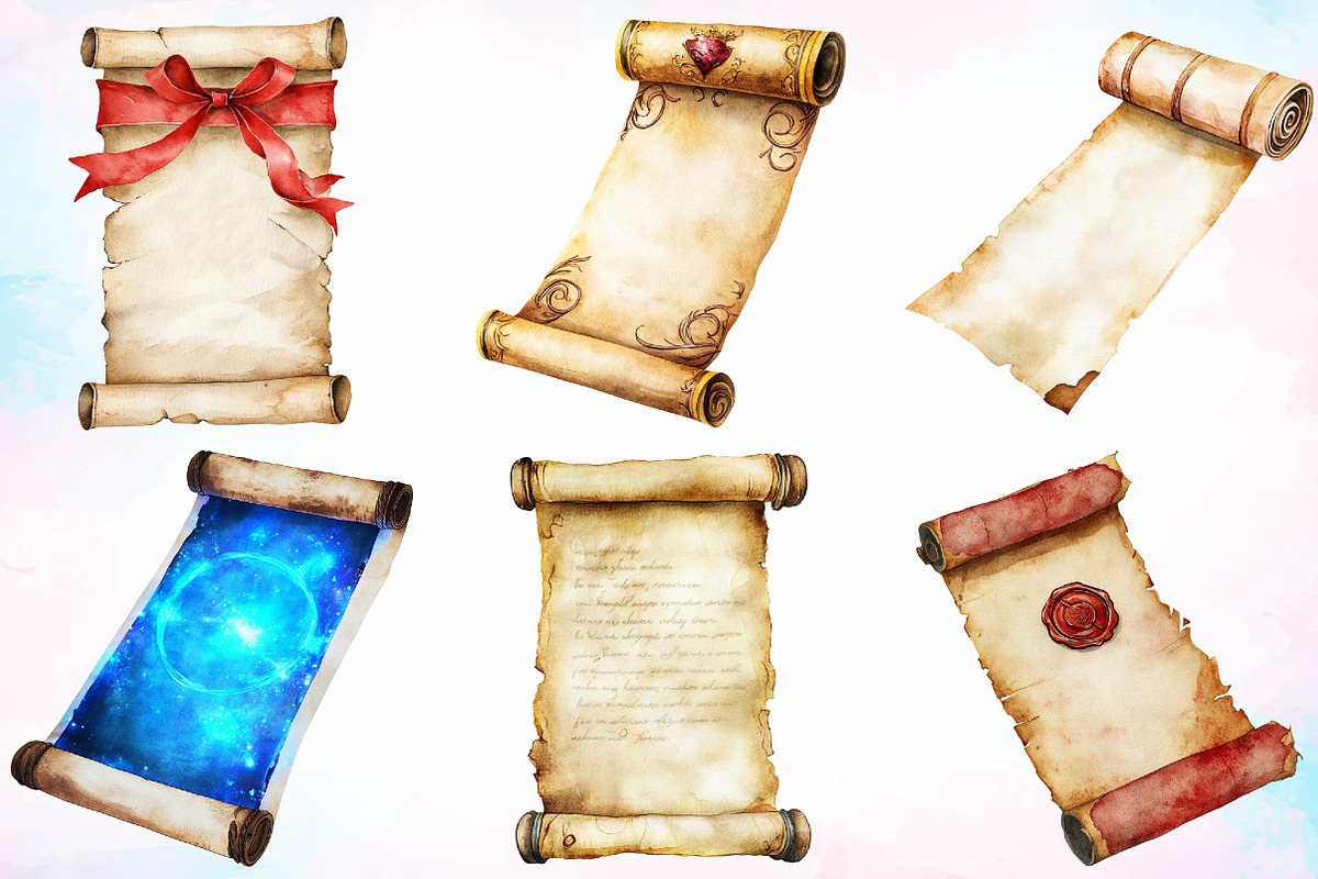 Vintage Medieval Scroll Clipart PNG, an Illustration by Canvas Craft (Photo 3 of 3)