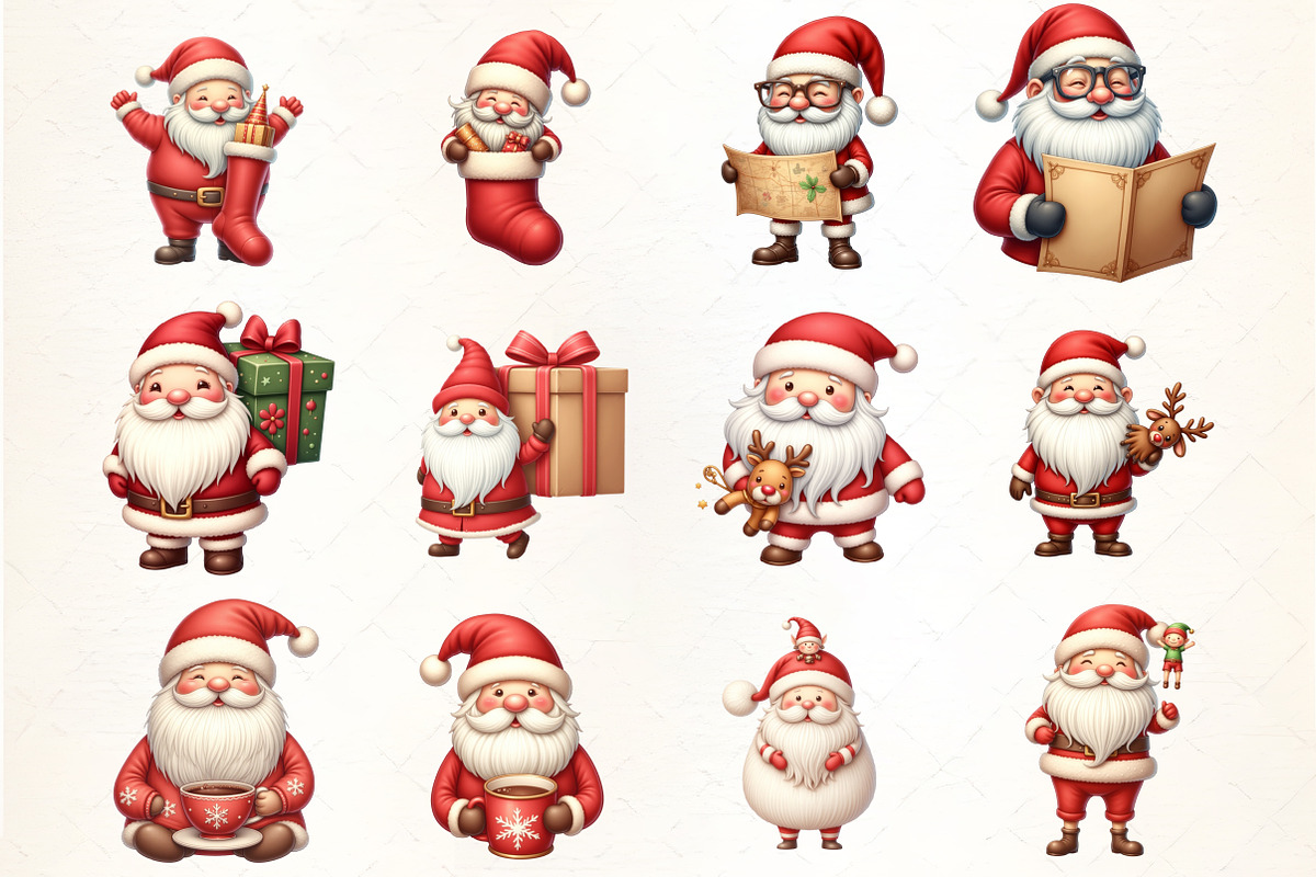 Watercolor Christmas Funny Santa Cli, an Illustration by CrexoraLab (Photo 4 of 5)