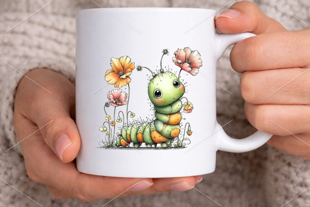 Whimsical Spring Caterpillar Clipart, a Seasonal Illustration by Canvas Craft (Photo 5 of 7)