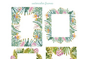 Watercolor Tropical Leaves & Flowers, an Illustration by babenkoirusa (Thumbnail 7 of 17)