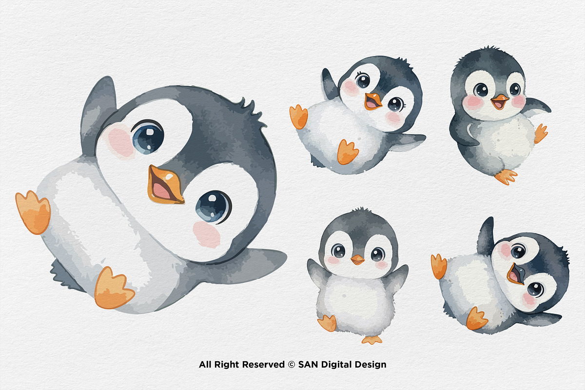 15 Bundle Watercolor Cute Penguin, an Animal Illustration by Morspective (Photo 7 of 8)