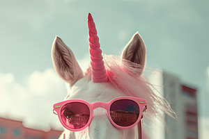 Stylish Unicorn Wearing Pink Sunglasses And Jacket