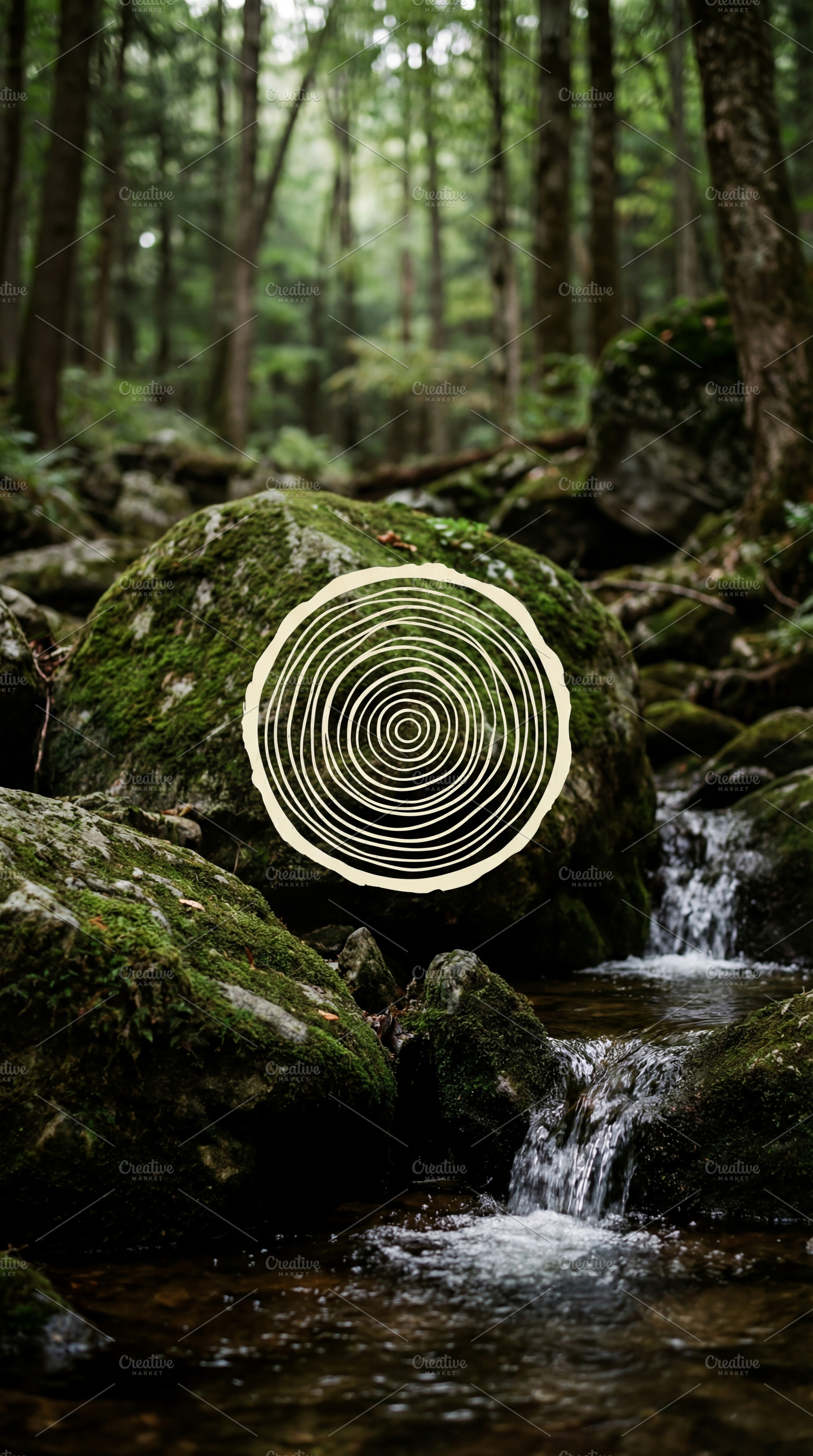 Lush Forest & Tree Ring Graphic, a Nature Photo by Virgo Studio