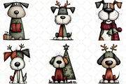Watercolor Christmas Dogs Clipart, an Illustration by Black Bird Studio (Thumbnail 4 of 6)