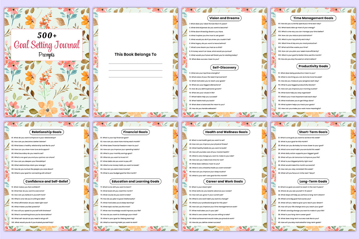500+ Goal Setting Journal Prompts, a Stationery Template by Mustafiz (Photo 2 of 5)