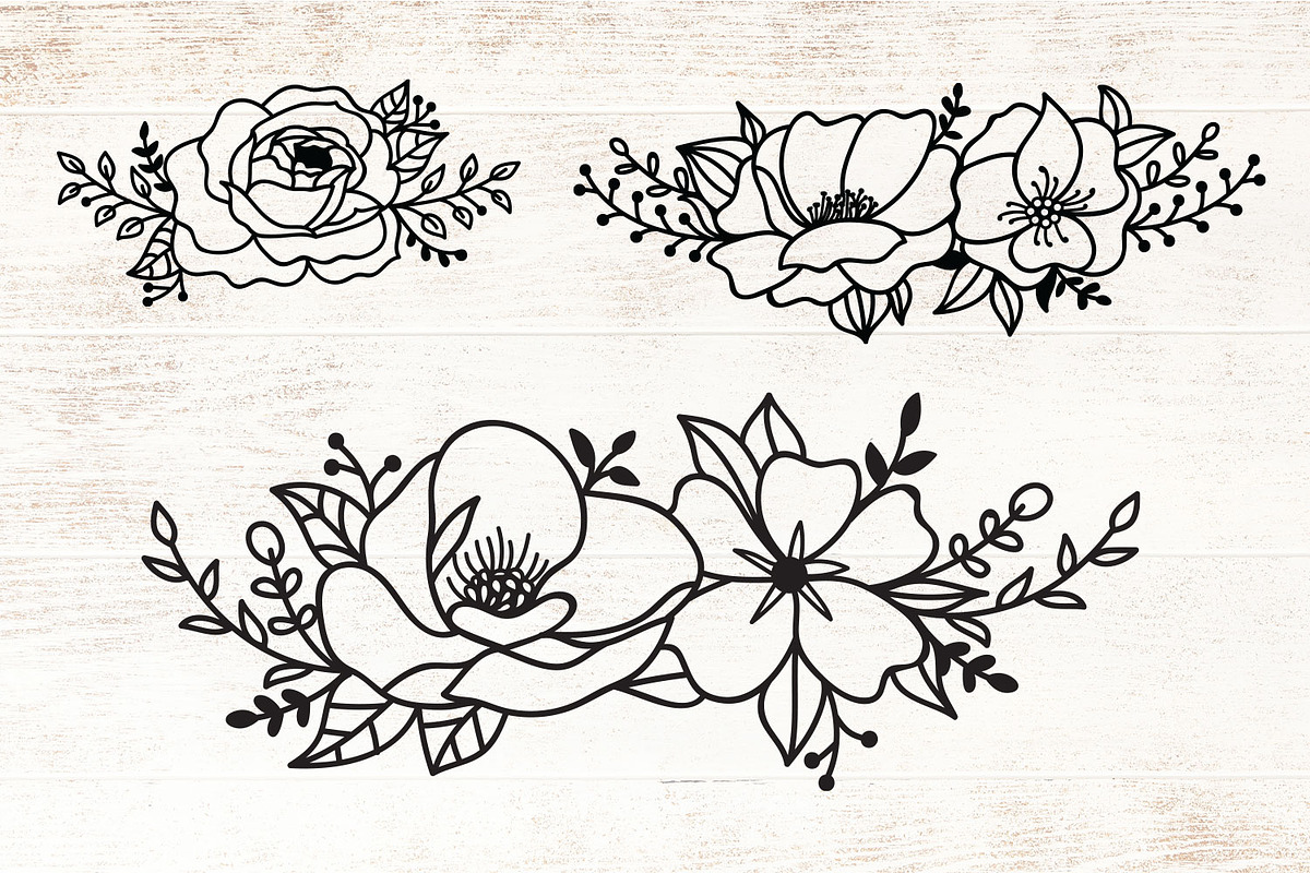 Flowers SVG Set of 8 - Floral SVG, a Decorative Illustration by Dasagani