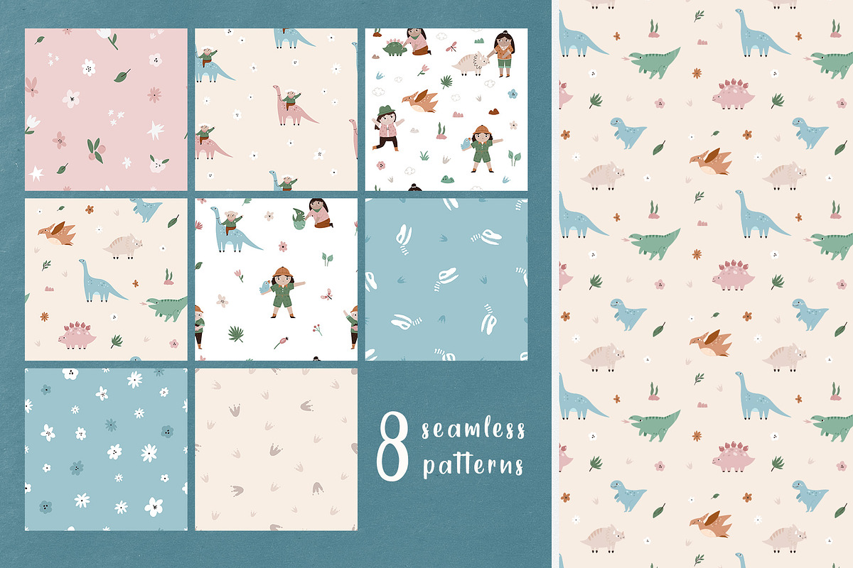 Cute Girl Explorers & Funny Dinos, an Illustration by danceyourlife (Photo 6 of 11)