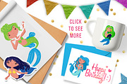 Mermaids - magic vector set, an Animal Illustration by Beauty Drops (Thumbnail 11 of 12)