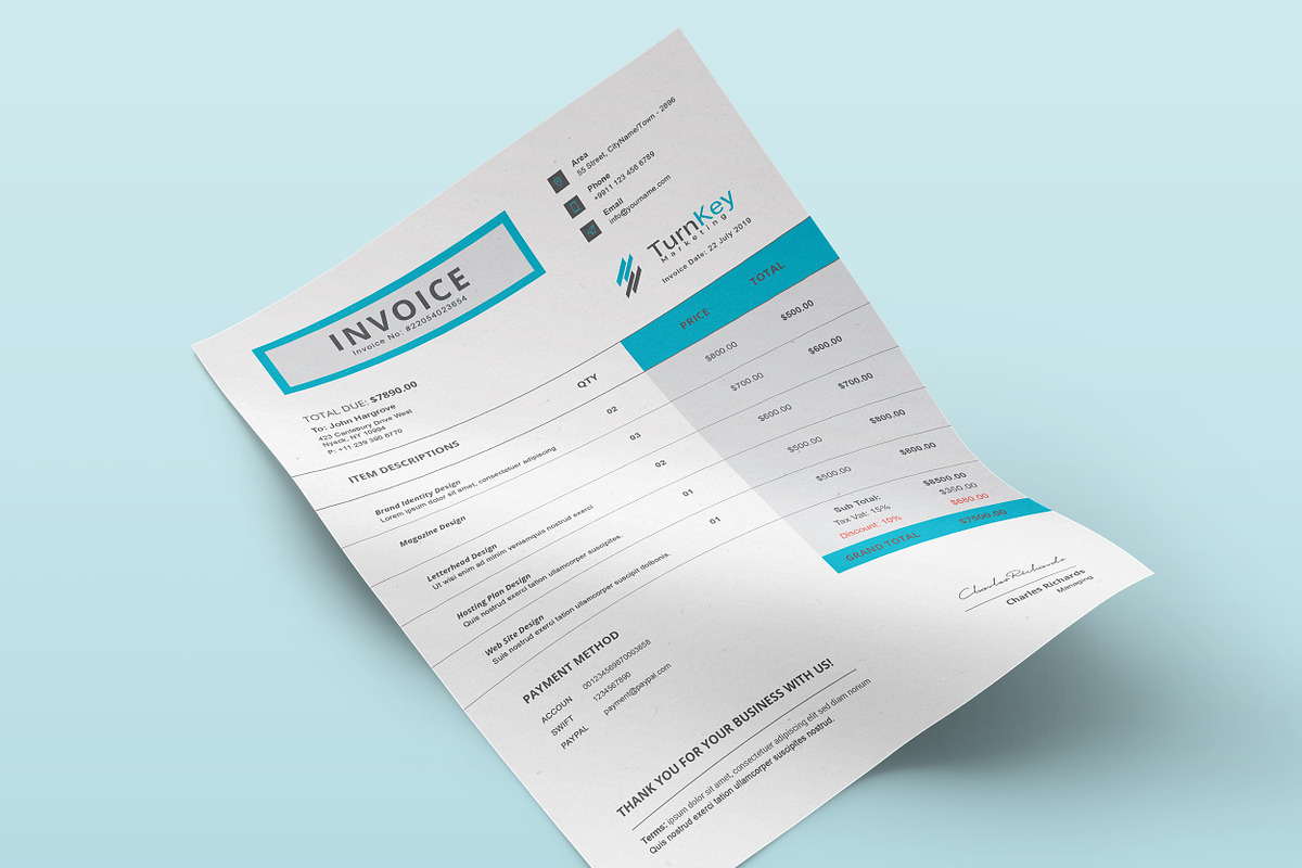 Invoice, a Stationery Template by TelaTemplates (Photo 2 of 9)