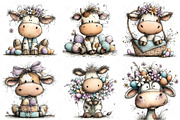 Whimsical Easter Cow Clipart Png, an Illustration by Craft Nest (Thumbnail 5 of 9)