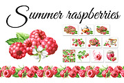 Summer Raspberries. Watercolor set, a Food Illustration by Daria Ustiugova (Thumbnail 1 of 26)