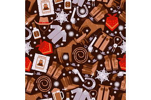 Cowboy Seamless Pattern, Wild West