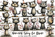 Whimsical Spring Cat Clipart, an Illustration by OK Design (Thumbnail 1 of 6)