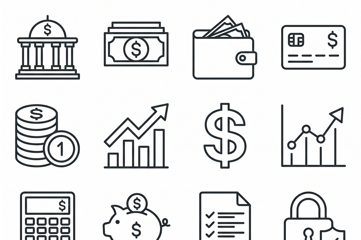 42 Banking Payment Outline Icons, an Outline Icon by adenpinkstore (Photo 3 of 18)