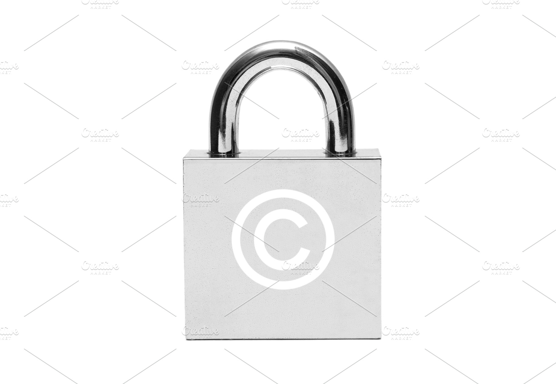 Silver padlock with copyright sign, a Photo by saiko3p