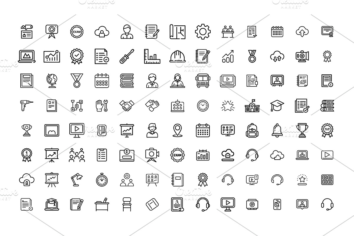 Education & E-Learning Line Icons, an Outline Icon by gstudiovect21 (Photo 5 of 6)