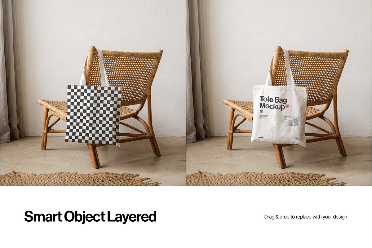 Rattan Poster & Tote Bag Mockup, a Packaging Mockup by Usethis Mockup (Photo 6 of 8)
