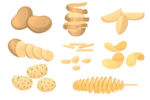 Set of different states of potato