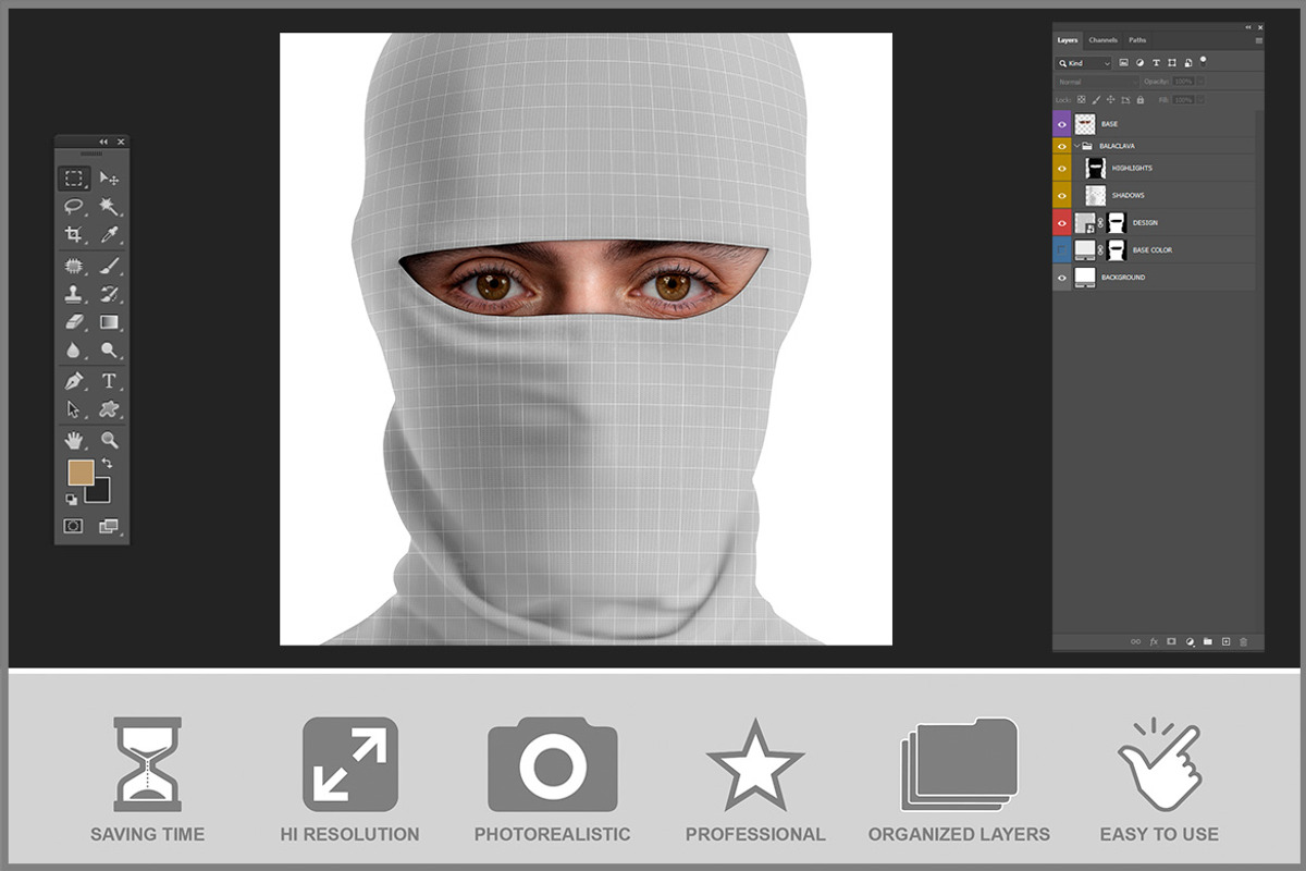 Balaclava Mockup PSD, a Mask Mockup by Bruno's Shop (Photo 3 of 4)