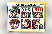12 Brown Hair Chibi Boy Emotes, an Illustration by Custom Fonts & Patterns (Thumbnail 2 of 12)
