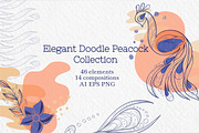 Elegant Doodle Peacock Collection, an Animal Illustration by Tatyana_Zenartist (Thumbnail 1 of 11)