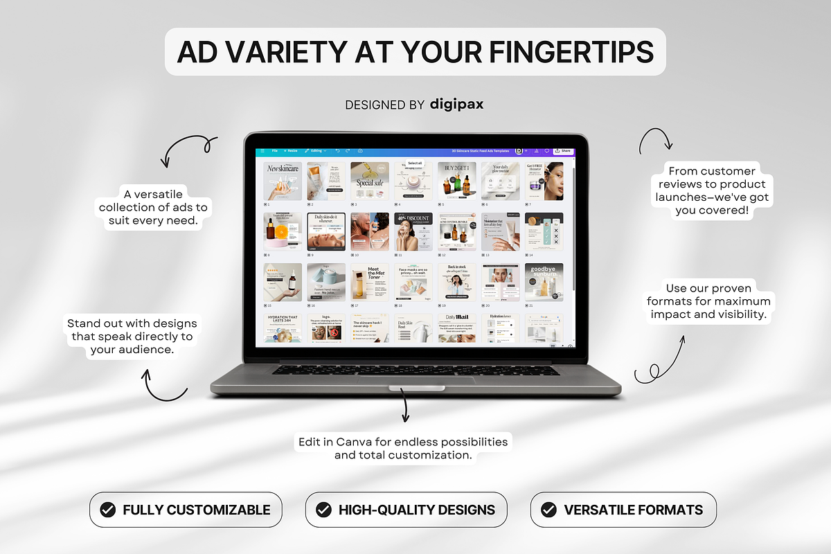 30 Skincare Static Ad Templates Meta, a Social Media Template by DigiPax (Photo 9 of 10)