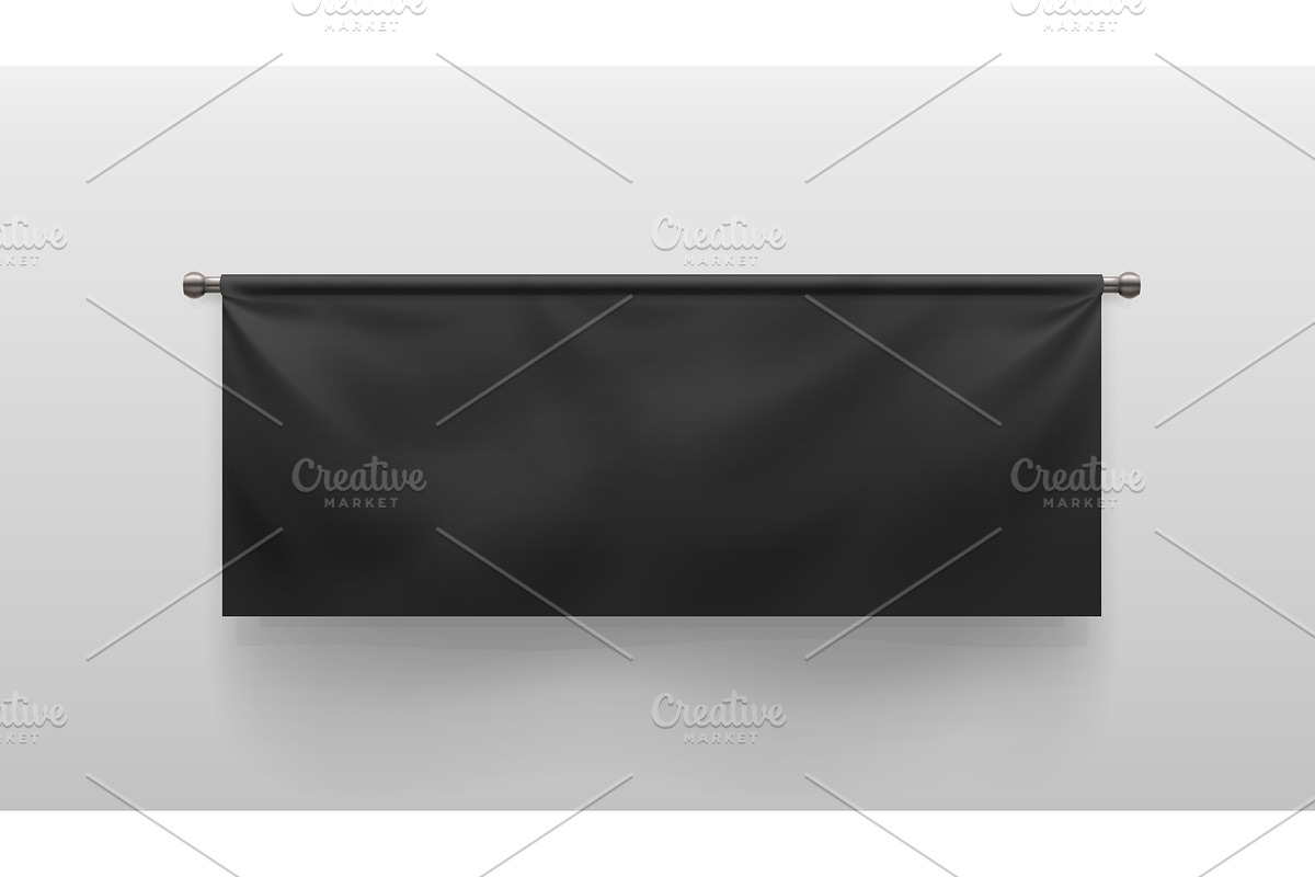 realistic black fabric banner on, an Object Illustration by IfH