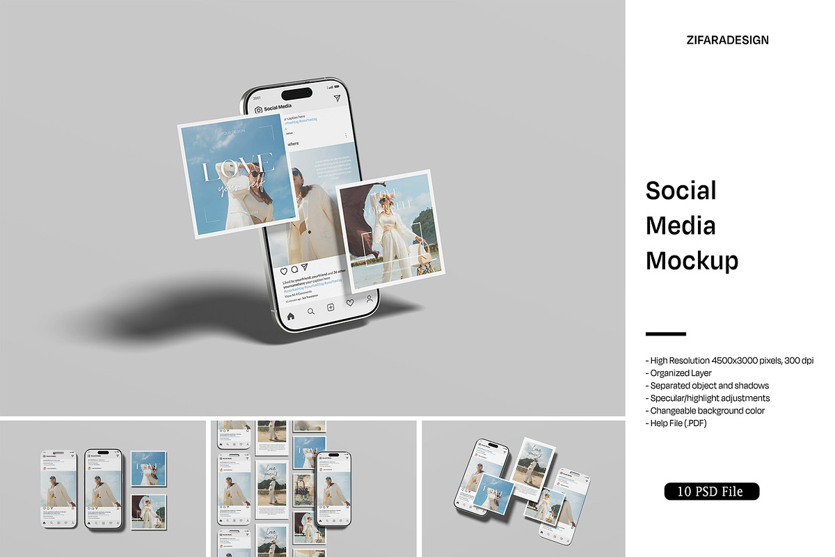 Social Media Mockup, a Device Mockup by ZifaraDesign (Photo 1 of 11)