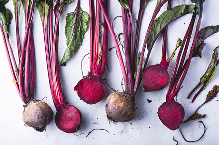 Fresh young beetroot with leaves